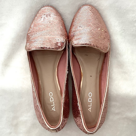 Pink ALDO Sequined Metallic Slip On Loafers Size 6.5 - Picture 8 of 11